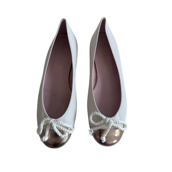 PRETTY BALLERINA White Gold Captoe Ballet Flats Size 40 / US 10 - Picture 2 of 7